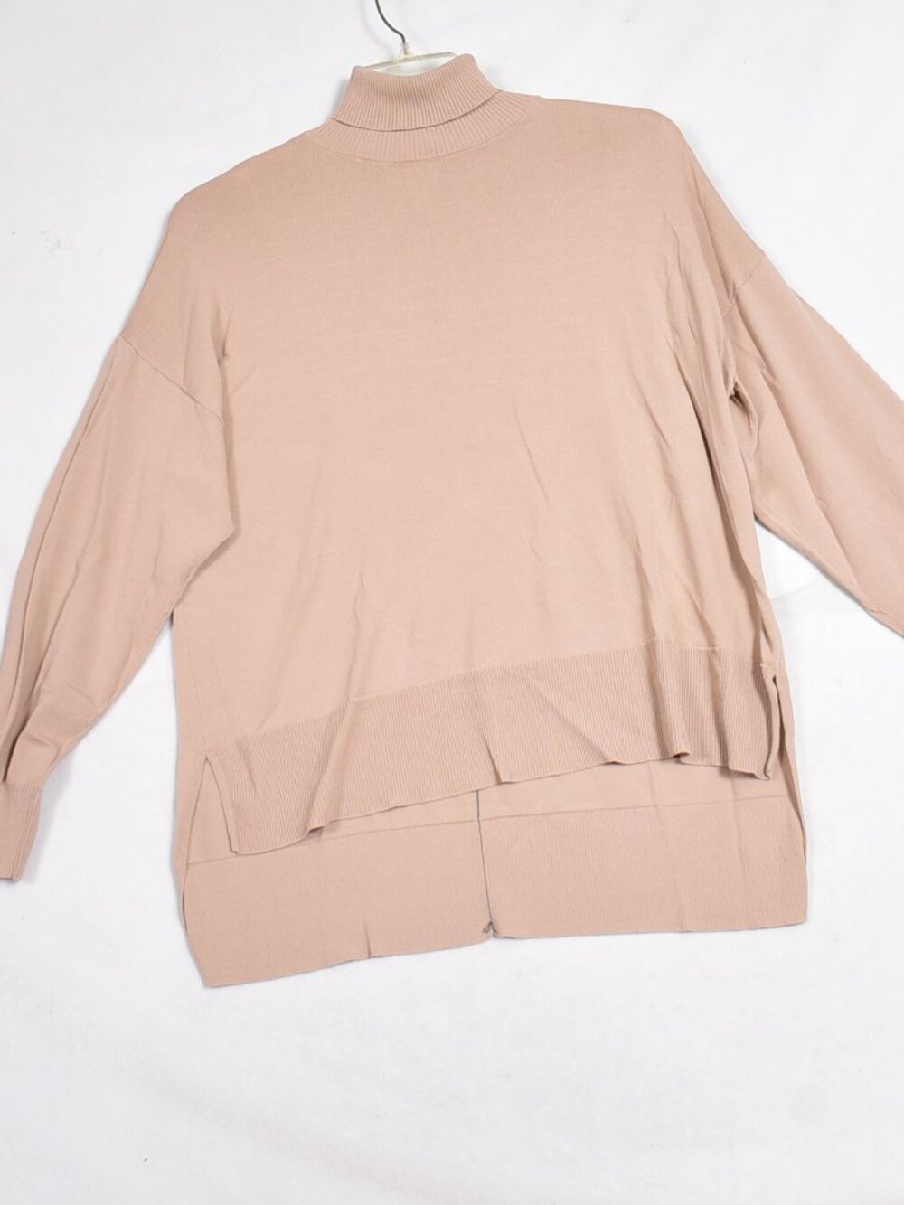 Worthington Beige Turtleneck Sweater With Back Seam Detail Size XL